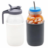frost and charcoal gray silicone sleeve for wide mouth half gallon 64oz mason jars