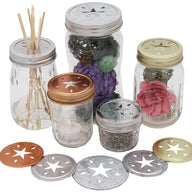 Galvanized Stainless Steel Copper or Gold Metal Star Cut-Out Lid Insert for Regular or Wide Mouth Mason Jars