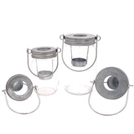 Galvanized Metal Tea Light Candle Holder Lids With Handles for Mason Jars 3 Pack