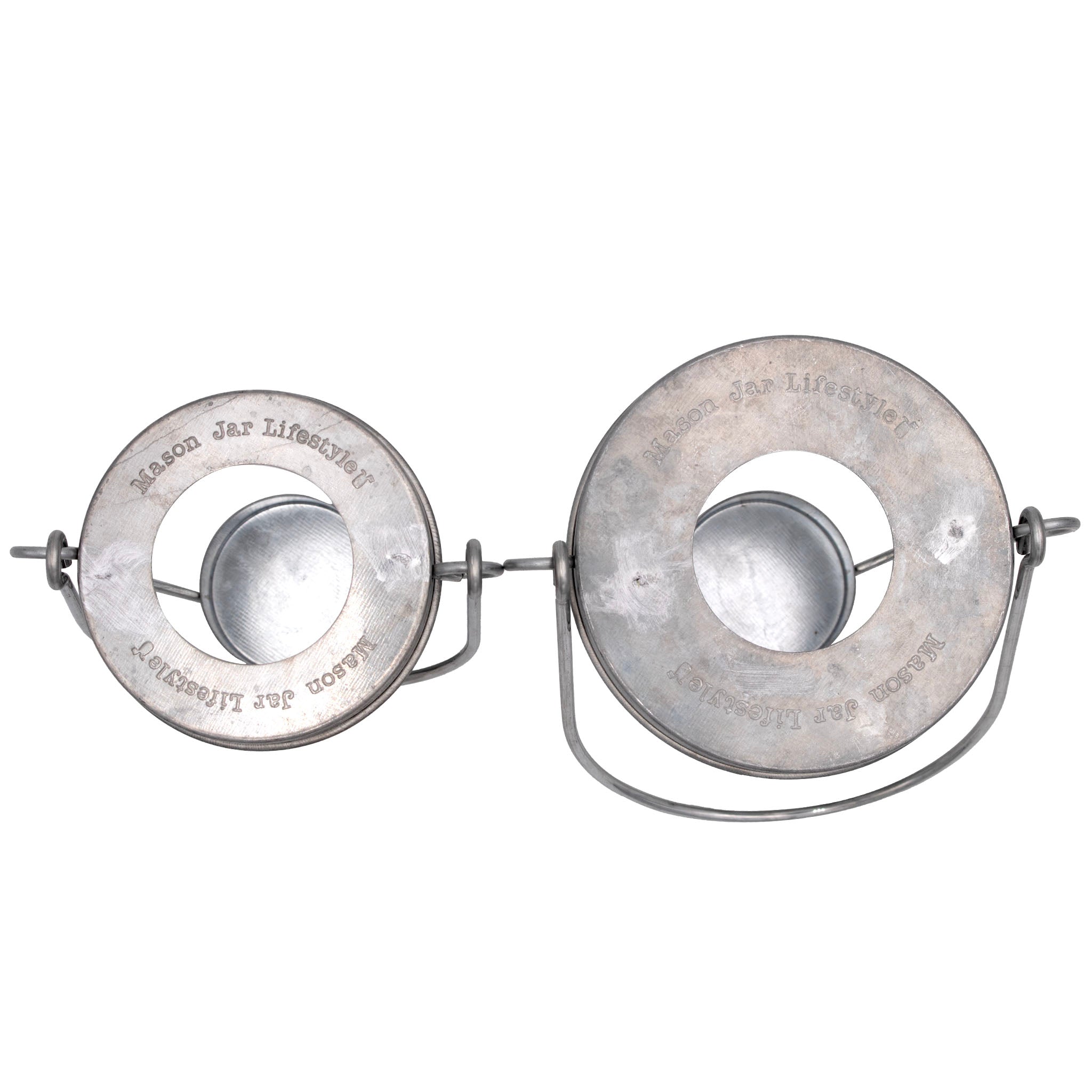 Galvanized Metal Tea Light Candle Holder Lids With Handles for Mason Jars 3 Pack