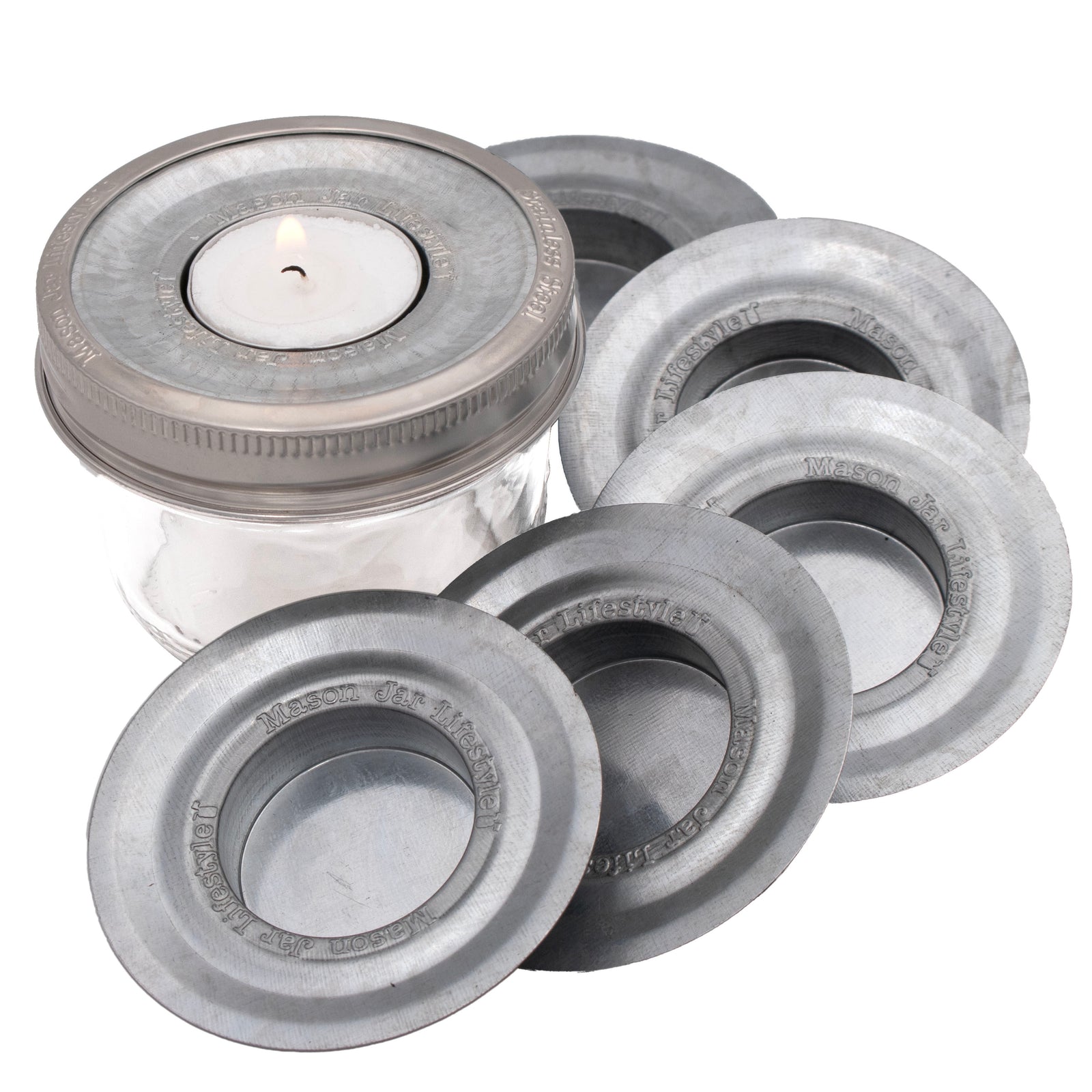 Tea Light Holder Metal Lid Insert for Mason Jars 6 Pack · Mason Jar ...