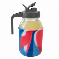 Glass pitcher set ball 32oz quart silicone sleeve american flag regular mouth pour store charcoal gray product on white together