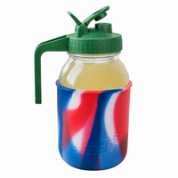 Glass pitcher set ball 32oz quart silicone sleeve american flag regular mouth pour store leaf green product on white together
