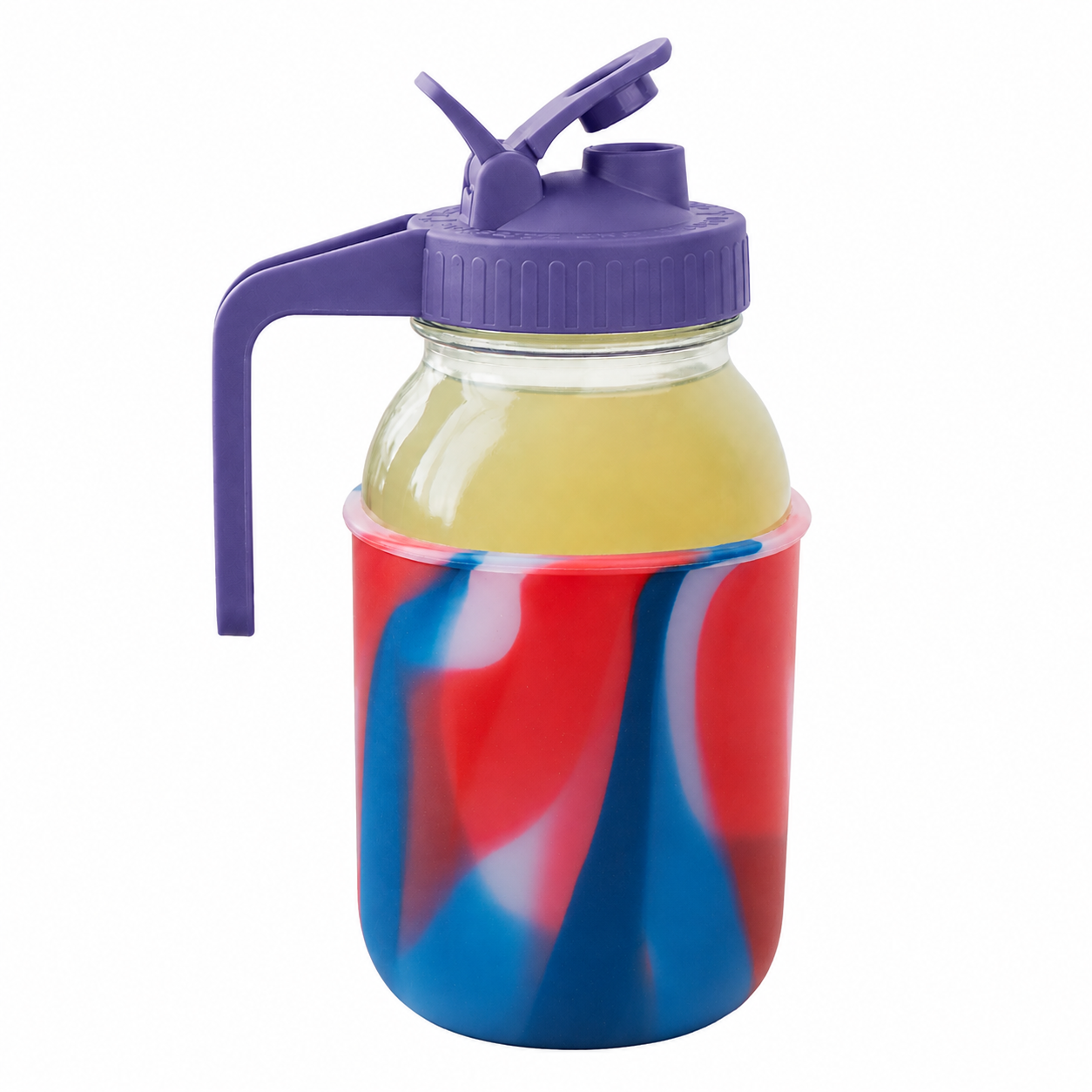 Glass pitcher set ball 32oz quart silicone sleeve american flag regular mouth pour store ultra violet product on white together