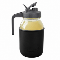 Glass pitcher set ball 32oz quart silicone sleeve black regular mouth pour store charcoal gray product on white together