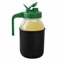 Glass pitcher set ball 32oz quart silicone sleeve black regular mouth pour store leaf green product on white together