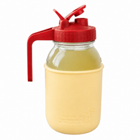 Glass pitcher set ball 32oz quart silicone sleeve butter yellow regular mouth pour store cherry red product on white together
