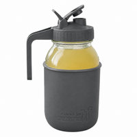 Glass pitcher set ball 32oz quart silicone sleeve charcoal gray regular mouth pour store charcoal gray product on white together