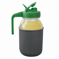 Glass pitcher set ball 32oz quart silicone sleeve charcoal gray regular mouth pour store leaf green product on white together