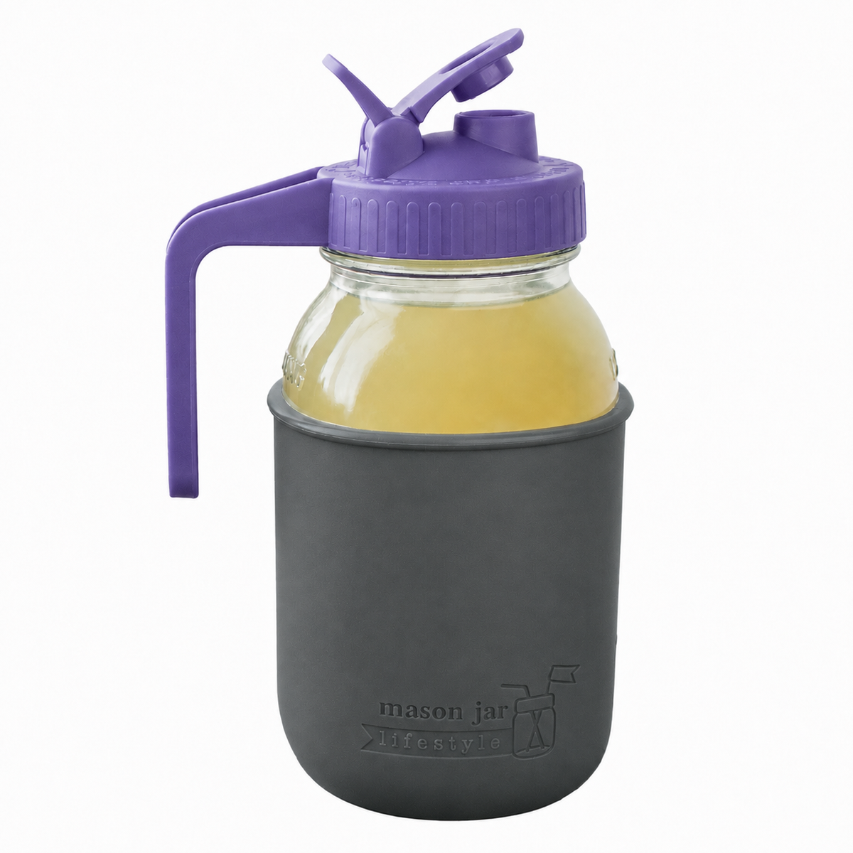 Glass pitcher set ball 32oz quart silicone sleeve charcoal gray regular mouth pour store ultra violet product on white together