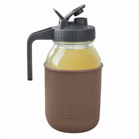 Glass pitcher set ball 32oz quart silicone sleeve cocoa brown regular mouth pour store charcoal gray product on white together