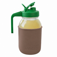 Glass pitcher set ball 32oz quart silicone sleeve cocoa brown regular mouth pour store leaf green product on white together