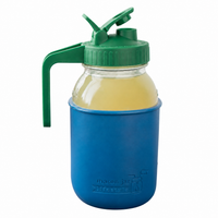Glass pitcher set ball 32oz quart silicone sleeve deep blue regular mouth pour store leaf green product on white together