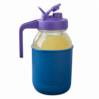 Glass pitcher set ball 32oz quart silicone sleeve deep blue regular mouth pour store ultra violet product on white together