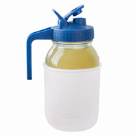 Glass pitcher set ball 32oz quart silicone sleeve frost regular mouth pour store deep blue product on white together