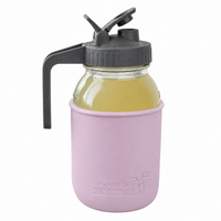 Glass pitcher set ball 32oz quart silicone sleeve light orchid regular mouth pour store charcoal gray product on white together