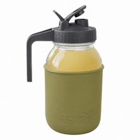 Glass pitcher set ball 32oz quart silicone sleeve olive green regular mouth pour store charcoal gray product on white together