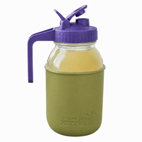 Glass pitcher set ball 32oz quart silicone sleeve olive green regular mouth pour store ultra violet product on white together