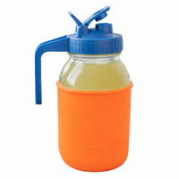 Glass pitcher set ball 32oz quart silicone sleeve tangerine regular mouth pour store deep blue product on white together