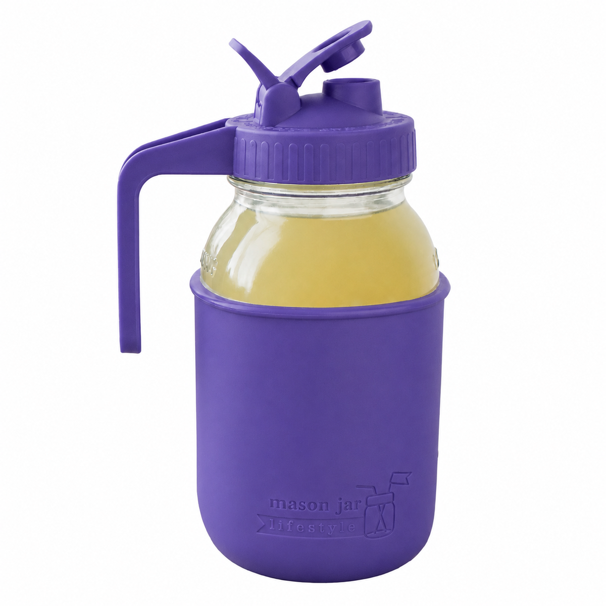 Glass pitcher set ball 32oz quart silicone sleeve ultra violet regular mouth pour store ultra violet product on white together