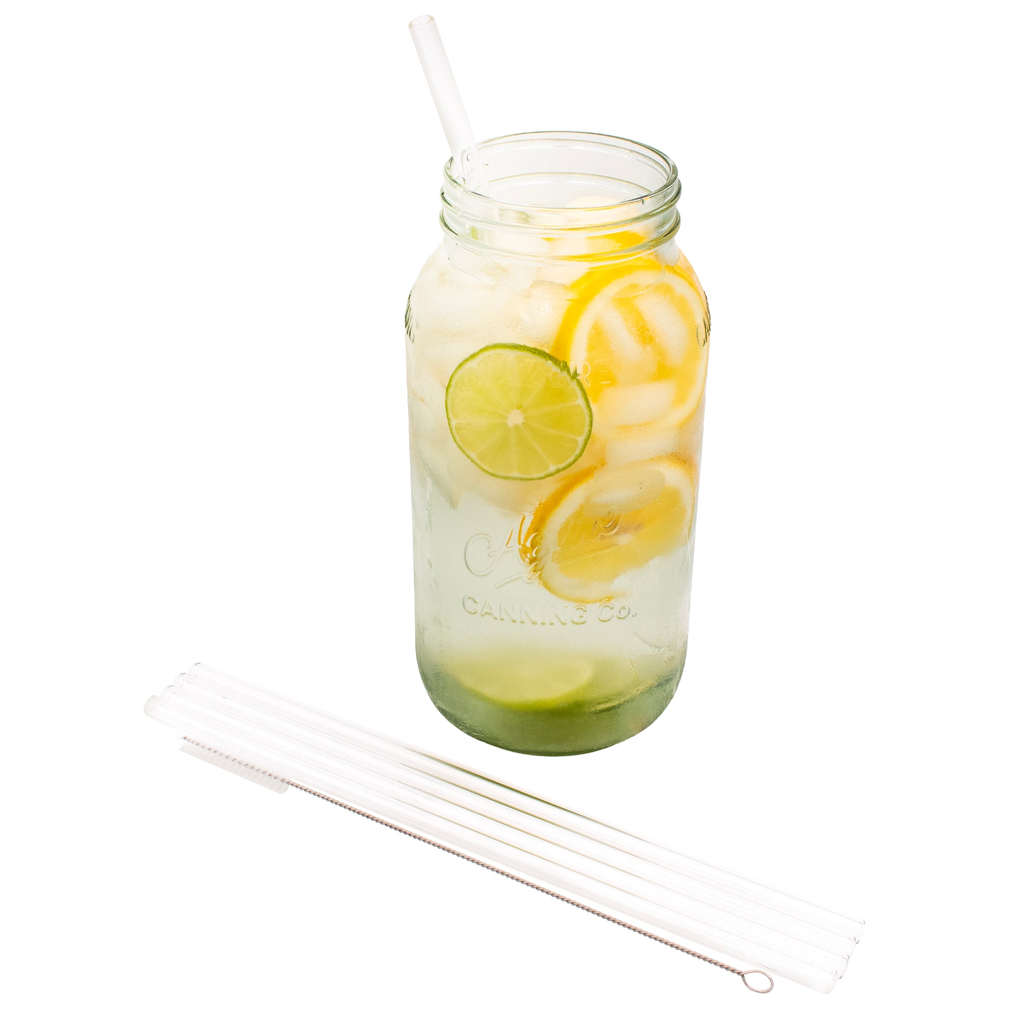Extra Long Glass Straws for Half Gallon Mason Jars 4 Pack + Cleaner