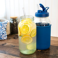 Extra Long Glass Straws for Half Gallon Mason Jars 4 Pack + Cleaner