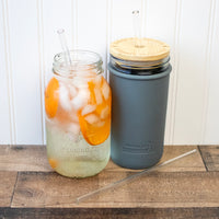 Long Glass Straws for Quart Mason Jars 4 Pack + Cleaner