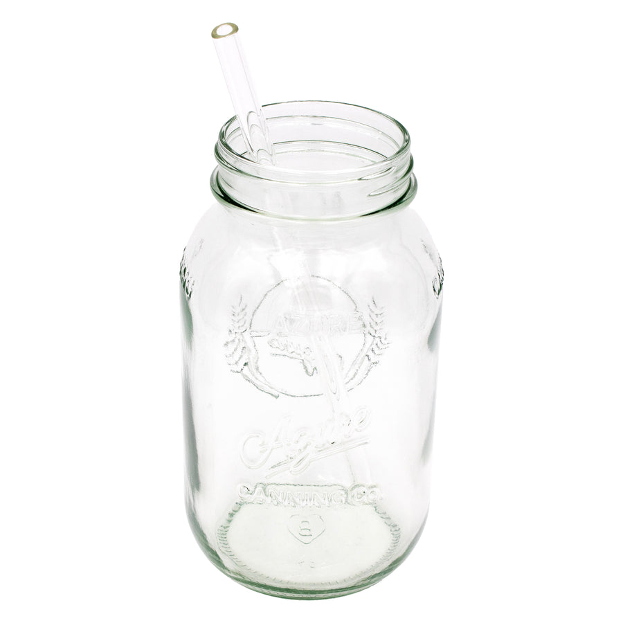Long glass straw in a regular mouth 32oz jar.