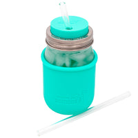 Medium Glass Straws for Pint Mason Jars 4 Pack + Cleaner