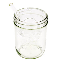 Medium glass straw in a wide mouth 16oz Mason jar.