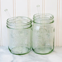 Medium Glass Straws for Pint Mason Jars 4 Pack + Cleaner