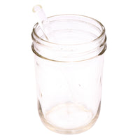 Short glass straw in a regular mouth 8oz jar.