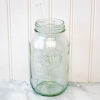 Long Glass Straws for Quart Mason Jars 4 Pack + Cleaner