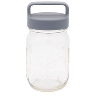 Gray Plastic Handle Canister Lid for Regular Mouth Mason Jars