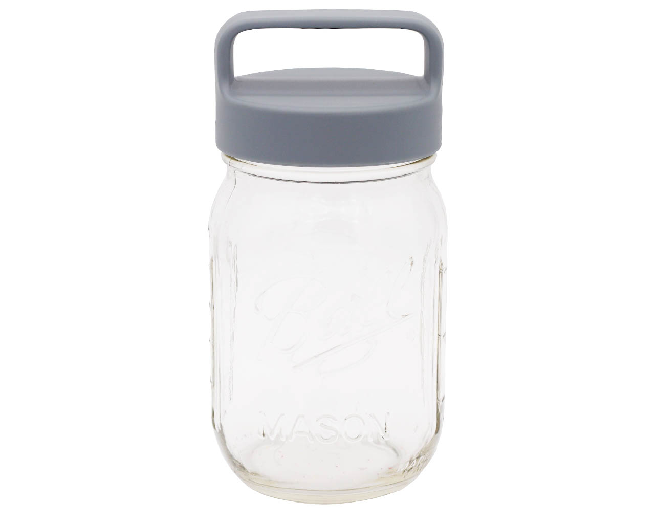 Gray Plastic Handle Canister Lid for Regular Mouth Mason Jars