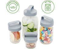 Gray Plastic Handle/Canister Lids for Regular Mouth Mason Jars 4 Pack
