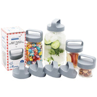 Gray Plastic Handle/Canister Lids for Regular Mouth Mason Jars 4 Pack