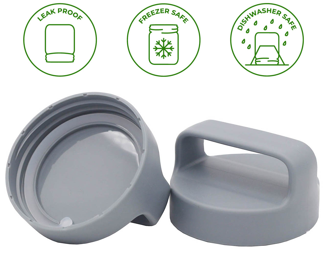 Gray Plastic Handle Canister Lid for Regular Mouth Mason Jars