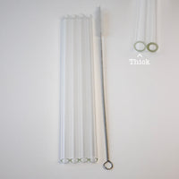 Long 4pk glass straw sturdy drink coffee tea travel water reusable durable thick POG
