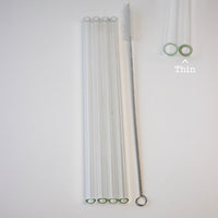 Long 4pk glass straw sturdy drink coffee tea travel water reusable durable thin POG
