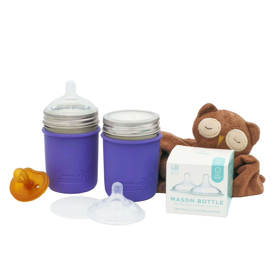 Bottle baby nipple flow silicone sleeve half pint mason jar scaled