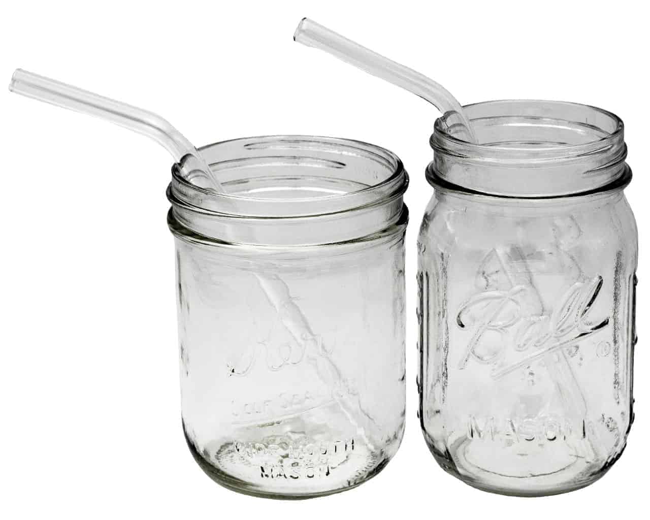 NewHome 16oz. Mason Jar Cups w/Bamboo Lids Glass Straws & Cleaning Brush in Transparent