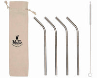 Mason Jar Lifestyle Medium thin bent stainless steel metal straws for pint 16oz Mason jars, pint glasses, and other medium cups