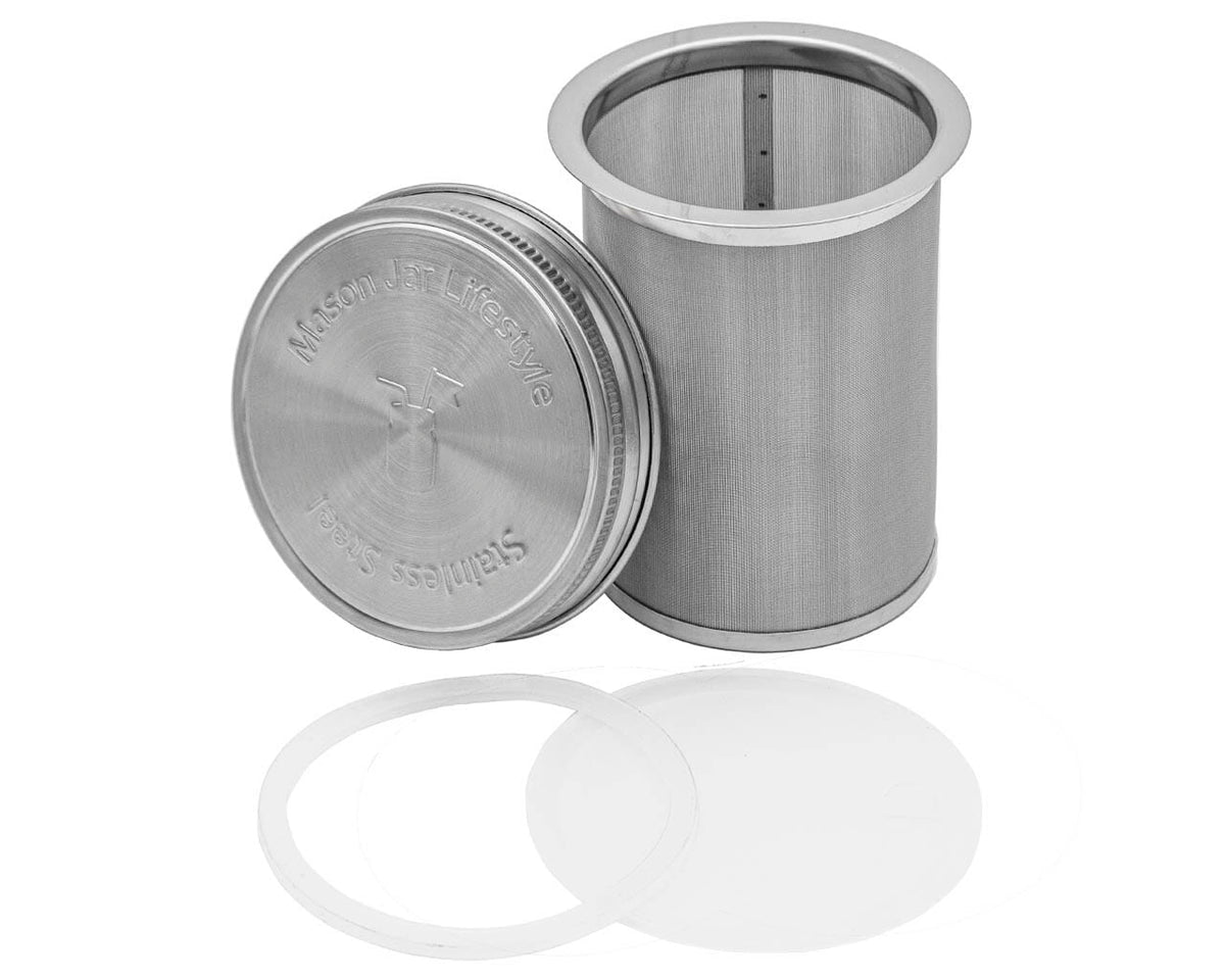 Pint 16oz cold brew coffee tea filter maker wide mouth silicone sealing ring liner