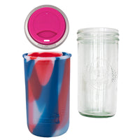 Mason Jar Lifestyle 24oz Pint & Half Glass Water Bottle Travel Tumbler with Silicone Sleeve & Drinking Lid