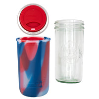 Mason Jar Lifestyle 24oz Pint & Half Glass Water Bottle Travel Tumbler with Silicone Sleeve & Drinking Lid