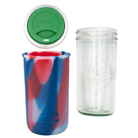 Mason Jar Lifestyle 24oz Pint & Half Glass Water Bottle Travel Tumbler with Silicone Sleeve & Drinking Lid