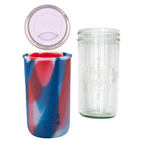 Mason Jar Lifestyle 24oz Pint & Half Glass Water Bottle Travel Tumbler with Silicone Sleeve & Drinking Lid