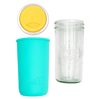Mason Jar Lifestyle 24oz Pint & Half Glass Water Bottle Travel Tumbler with Silicone Sleeve & Drinking Lid