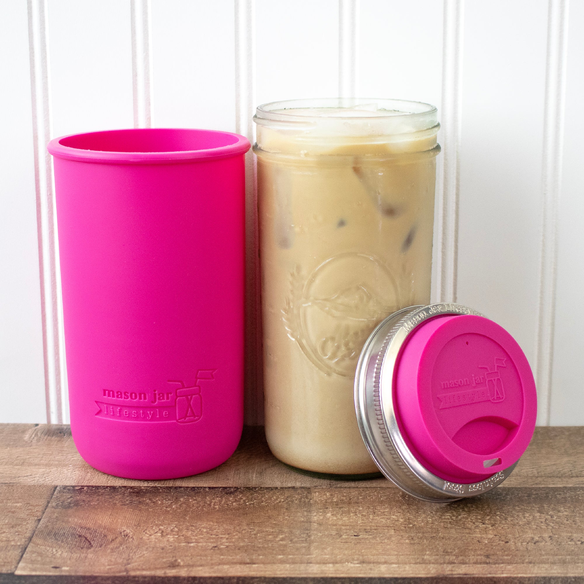 Mason Jar Lifestyle 24oz Pint & Half Glass Water Bottle Travel Tumbler with Silicone Sleeve & Drinking Lid